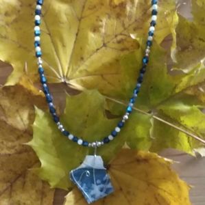 Blue floral necklace